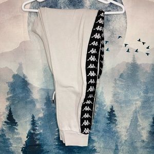 Men’s Kappa Sweatpants Size Medium White/Black/Silver
